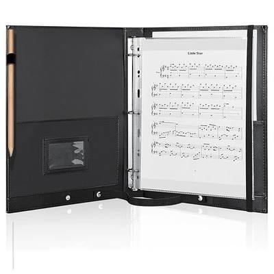 MUDOR Premium Choral Muisc Folder,PU Choir Folder with Hand Strap | Black 3 Ring Choir Binder for Musician, Singer, Stage Performance