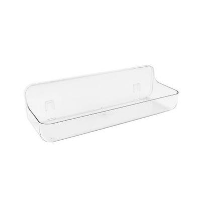 Long Adhesive Wall Organizer Shelf, No-Drill, Clear | BPA-Free PET, Built-In Drain Holes, Detachable, Extended Storage for Shampoo Bottles, Body Wash, Spice Jars