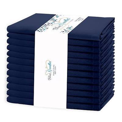 Blue Needles Solid Cloth Napkins Set of 12 Navy Blue 100% Cotton Dinner Napkins 18x18 inches - Reusable, Absorbent & Washable Linen, Ideal for Wedding Events Farmhouse Parties Hotel & Everyday Use