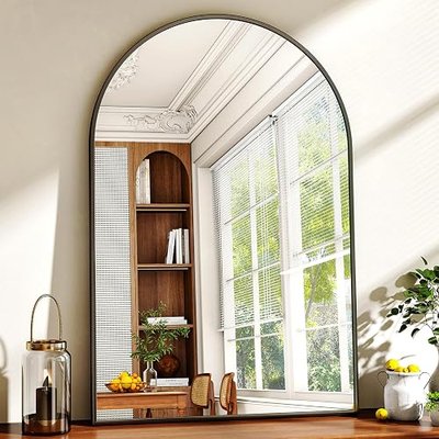 XRAMFY 24"x36" Black Arched Bathroom Mirror - Wall Mirror for Bedroom | Metal Frame Vanity Mirror, Dresser Mirror, Arch Decorative Mirrors for Living Room, Bedroom, Entryway, Mantle
