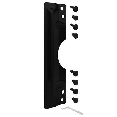 "Nuk3y Door Latch Guard Protector Stainless Steel for Out Swing Doors (Black, 3"" x 11"")"