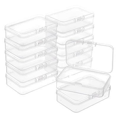 BENECREAT 12 Packs Rectangle PP Plastic Container Box, 3x2x0.8inch Bead Storage Organizer Box, Dustproof Case with Hinged Lid for Cards, Beads and Craft Supplies