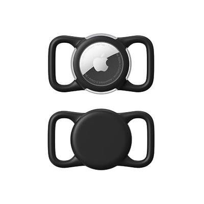 Waterproof Airtag Holder for Dog Collar, Soft Full-Body Protective Airtag Holder for Dog & Cat Collars, Ultra-Durable, Easy Installation, Lightweight Clear Airtag Case (Black, Regular)