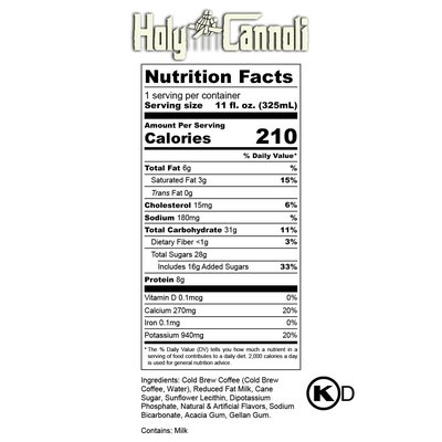 Bones Coffee Company Holy Cannoli Latte Baked Cannoli Flavored Coffee, Medium Roast Ready To Drink Iced Coffee in Can, 11 Fl Oz Can (12 Pack)
