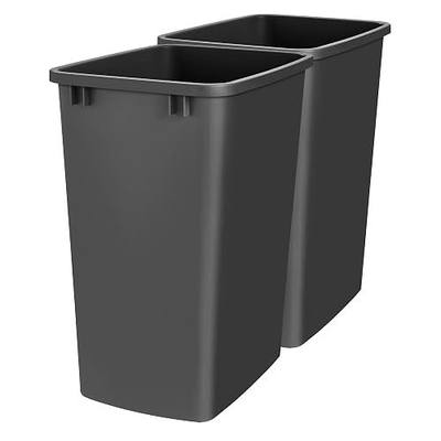 Rev-A-Shelf Double Pullout Garbage Trash Cans for Kitchen Cabinets, 35 Qt | Replacement Large Capacity Waste/ Recycling Bins for Kitchen Cabinet Pullouts, Black, RV-35-18-2