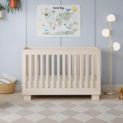 Babyletto Modo 3-in-1 Convertible Baby Crib, Washed Natural | GREENGUARD Gold Certified, Wooden Crib Convertible to Toddler Bed & Daybed, 4 Adjustable Mattress Heights - Easy to Assemble