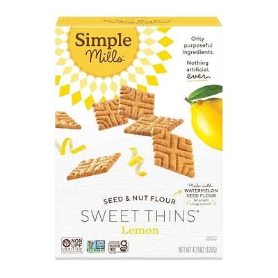 Simple Mills Lemon Seed & Nut Flour Sweet Thins, Paleo Friendly & Delicious Sweet Thin Cookies, Good for Snacks, Nutrient Dense, 4.25 oz (Pack of 1)