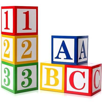 Kolldenn 6 Pcs ABC 123 Decorations Back to School Party Decoration Cartoon Street Party Decoration Abc Alphabet Balloon Box Inspire Cartoon Decor for First Day of School Preschool Kindergarten Props