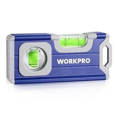 WORKPRO 4-1/2 Inch Mini Magnetic Pocket Level, Aluminum Alloy, Cobalt Blue | Magnetic Pocket Level Tool, 2 Clear Vials 90°/180°, For DIY Crafting, Woodworking, Home Decor, Ideal for Handymen &Carpenters