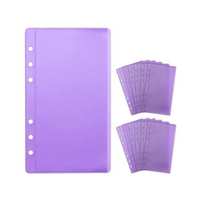12 Purple A6 Binder Pockets Zipless Cash Envelopes Budget Binder Inserts PVC Sheet Protector for 6 Ring A6 Planner Organizer Accessories (12 Purple)
