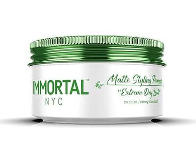 Immortal NYC Matte Styling Extreme Dry Look Pomade - 7 out of 9 Holding Ability, Matte Finish - All Natural Water-Based Hair Wax for Men - No Residue, All Hair Types