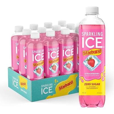 Sparkling Ice STARBURST Strawberry, Zero Sugar Flavored Sparkling Water, with Vitamins and Antioxidants, Low Calorie Beverage, 17 fl oz Bottles (Pack of 12)