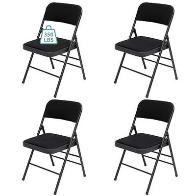 4 Pack Black Folding Chairs with Fabric Padded Cushion, Fabric Dining Chair Set Portable Indoor Outdoor Stackable Folding Chair for Home Office Events Wedding Party