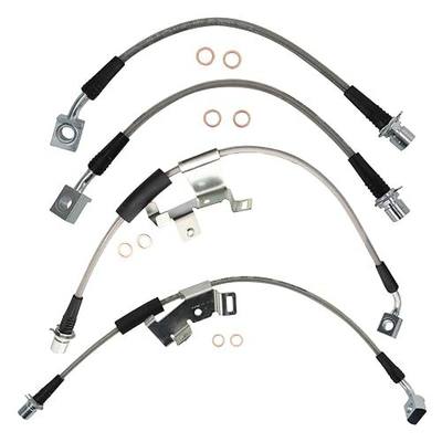 TRQ Front and Rear Performance Brake Hose Set 4 Piece for 2007-2014 Cadillac Escalade 2007-2013 Escalade ESV EXT Chevrolet Avalanche Suburban 1500 Tahoe GMC Yukon XL 1500