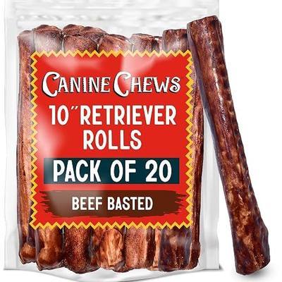 Canine Chews 10" Beef Basted Rawhide Bones for Large Dogs - 20 Pack - Hand-Rolled Dog Chews Basted in Beef Broth - Promotes Dental Health