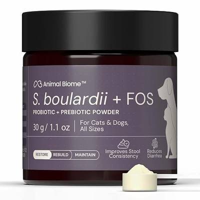 Animal Biome Dog & Cat Probiotics, Gut Rescue, S Boulardii + FOS Powder 30g | 50 Scoops, FOS Prebiotic, Saccharomyces Boulardii Yeast Probiotic, Healthy Skin, Gut Health & Diarrhea Support, Food Topper