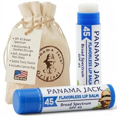 Panama Jack Sunscreen Lip Balm - SPF 45, Broad Spectrum UVA-UVB Sunscreen Protection, Prevents & Soothes Dry, Chapped Lips