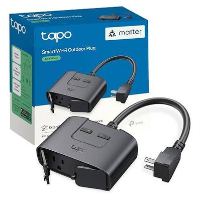 TP-Link Tapo Matter Outdoor Smart Plug, 2 Individual Outlets, IP65 Weather Resistance, Works with Apple Home, Alexa, Google Home, Long Wi-Fi Range, 2.4G Wi-Fi Only, ETL Certified (Tapo P400M)