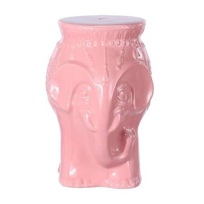 JONATHAN Y Orla Elephant Garden Stool 18.5" Ceramic Accent Table, Pink | Plant Stand, Glazed, Decorative Indoor Outdoor, Living Room, Patio, Modern Bohemian Global Style, Spill-Proof