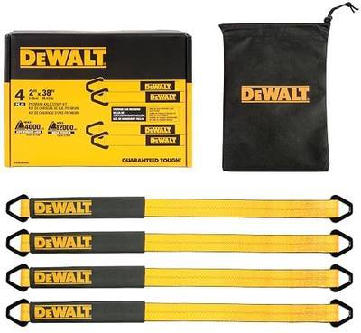 DEWALT 2"×38"×12,000 lbs Heavy-Duty Axle Tie-Down Straps Kit, 4-Pack + Bag | Wrap Around Vehicle Axle-Scratch‑Free Anchor Points For Ratchet Straps, Protective Sleeves,Coated D-Rings,Meets DOT Standards