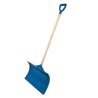 Farm-TUFF Heavy Duty Multi-Purpose Shovel - Snow, Barn, Grain, Industrial Use - Large Non-Stick Blade & Ash Hardwood D-Grip Handle - Durable & Lightweight Utility Scoop - Blue, 21.8in