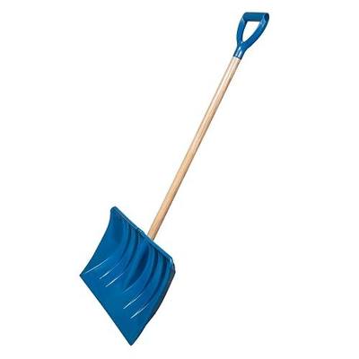 Farm-TUFF Heavy Duty Multi-Purpose Shovel - Snow, Barn, Grain, Industrial Use - Large Non-Stick Blade & Ash Hardwood D-Grip Handle - Durable & Lightweight Utility Scoop - Blue, 18in
