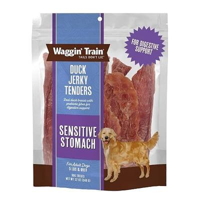 Waggin' Train Duck Jerky Dog Treats for Dogs with Sensitive Stomachs, Made with 100% Real Duck Breasts, Three All-Natural Ingredients, High Protein Dog Treat, Easily Digestible for Dogs, 12 oz. Pouch