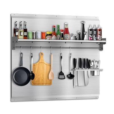 30"x30" Stainless Steel Stove Backsplash – Range Backsplash with Shelf & Knife Holder – Kitchen Wall Splash Guard with Pre-Drilled for Easy Installation & Easy Clean