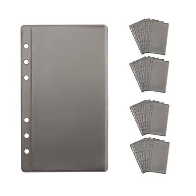 NatSumeBasics 24 Cash Envelopes & PVC Sheet Protectors for 6 Rings A6 Binders - Zipless Budget Binder Inserts (Black)