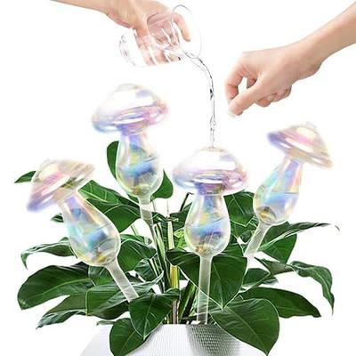 Plant Watering Globes-4pcs Self Watering Planter Insert,Plant Watering Devices,Glass Watering Bulbs for Indoor Plants,Mushroom Watering Globes,Top-Fill Watering