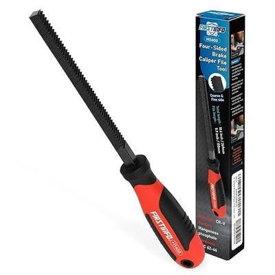FIRSTINFO 4-Sided Brake Caliper File, Coarse/Fine Teeth, 9mm Width | Chrome Vanadium Steel | HRC 62-66 | 5.9" File Length | Anti-Slip Surface | Ergonomic Handle | Made in Taiwan | H5408