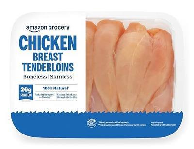 Amazon Grocery, Chicken Breast Tenderloins, Boneless Skinless, 100% Natural, Weight Varies