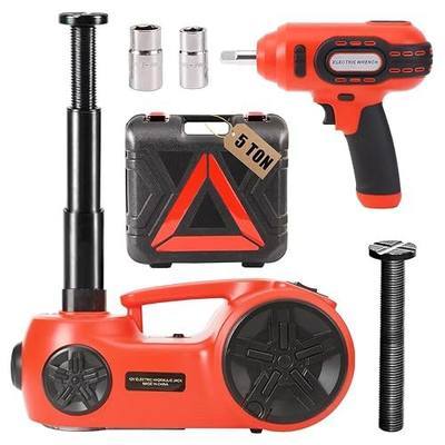 ROGTZ Upgraded Electric Car Jack Kit 5 Ton Wrench Tire Inflator Pump | 12V Portable Hydraulic Lift Range 20.9 Inch for SUV Sedan Truck Repair Floor Jack car tool kit for Tire Change with LED Light