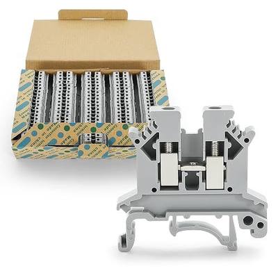 100PCS UK-2.5B Din Rail Wire Terminal Block - Application for 12-22 AWG 20A 600V Electrical Cabinets Distribution Box, Solar Power System, PLC Industrial Control Automation Panel DIY CNC RV