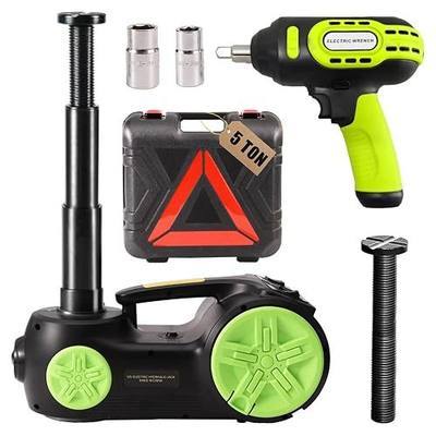 ROGTZ 5 Ton Electric Car Jack, 12V Portable Tire Changing Kit Floor Jack | Built-in Inflator Pump & Wrench, 20.9 Inch Lift, LED Light, for SUV Sedan Truck, Roadside Repair for SUV and trucks