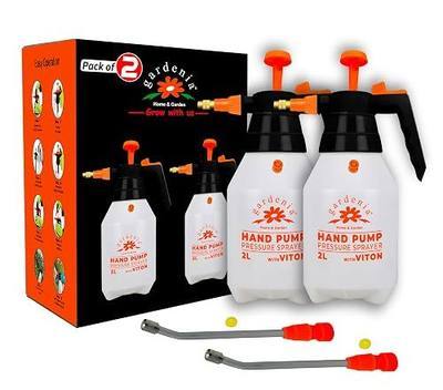 Handheld Pumping Sprayer Viton Seals Sprayers in Lawn and Garden, Spray Bottles for Cleaning Chemical Sprayer Continuous Spray Bottle for Plants 2 Pack 2L (0.53 Gal / 68oz)