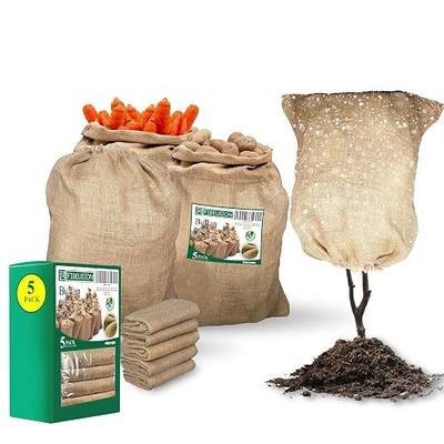 Heavy Duty Reusable Burlap Sacks 32" X 40" – Perfect Burlap Sack for Plants, Winter Plant Covers, Vegetable Storage & Gardening – Potato Sacks Set of 5