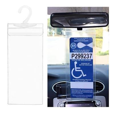 povtii 1 PC Handicap Placard Holder, 11.6" × 5" Ultra Transparent Disabled Permit Protective Cover for Sun Visor, Universal Car Accessories for Handicap Parking with Large Hanger
