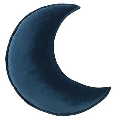 Moon Shaped Throw Pillow Star Couch Cushion Decorative Pillows Fluffy Velvet Stars Home Decor Plush for Bedroom (Moon, Dark Blue)