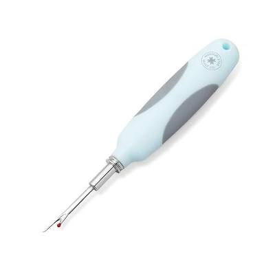 Missouri Star Seam Ripper - Heavy Duty Stitch and Hem Remover Tool with Blade Cover - Ergonomic Sewing and Quilting Essential for Cutting Thread, Light Blue & Gray
