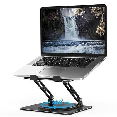 Adjustable Laptop Stand for Desk with 360 Rotating Base | Metal Foldable Laptop Riser Holder, Portable Desktop Book Stands, Ventilated Cooling Notebook Stand for 10-15.6” Laptops