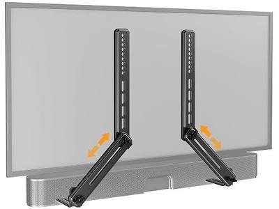 Perlegear Soundbar Mount with Adjustable Height, Sound bar Mount up to 15 lbs, Soundbar Mount Under or Above TV, Soundbar tv Mount Bracket with Detachable Long Extension Plates PGSM04B