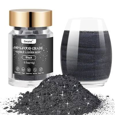 Black Edible Glitter for Cakes, Bulk 15g 0.5oz Black Luster Dust Edible Power Shimmer Food Grade for Drinks Chocolate Cocktails Decoration Baking