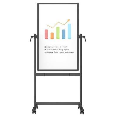 VIZ-PRO Double-Sided Magnetic Mobile Dry Erase Whiteboard, 48" x 24", Black | Rolling Standing White Board on Wheels with Aluminium Frame for School Office Home