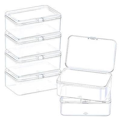 ZORRITA Small Plastic Storage Containers, 6 Pack, 3.5 x 2.3 x 1.3 Inch | Hinged Lids, Rectangle Clear Plastic Boxes, For Beads, Jewelry, Game Pieces and Crafts Items
