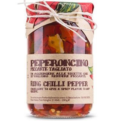 ARTIGIANI DEI SAPORI - Sliced Calabrian Chili Peppers In Oil, 9.8 oz | Cut Chili Pepper Rings, Gift Wrapped, Chopped Italian Peperoncini Calabrese, Non GMO, Product of Italy