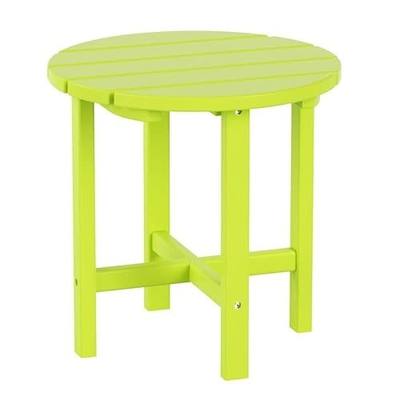 Costaelm Round Outdoor Side Tables, Adirondack Patio Tables for Outside, HDPE Patio End Table Weather Resistant, Balcony Table for Pool, Seaside, Backyard, Porch, Indoor Companion, Lime