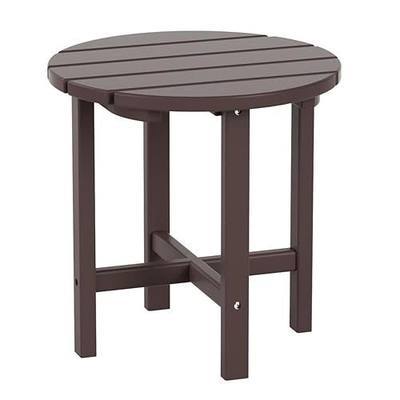 Costaelm Round Outdoor Side Tables, Adirondack Patio Tables for Outside, HDPE Patio End Table Weather Resistant, Balcony Table for Pool, Seaside, Backyard, Porch, Indoor Companion, Dark Brown