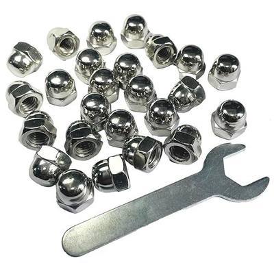 25pcs 3/8-16 Acorn Cap Nuts,3/8-16 Cap Nuts,Acorn Hex Cap Dome Head Nuts,Dome Nuts,304 Stainless Steel Acorn Nuts,Hardware Nuts,18-8,Bright Finish with Open End Wrench