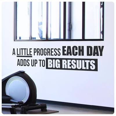 My Vinyl Story - A Little Progress Each Day Wall Decal - Inspirational Wall Sticker Quote, Motivational Vinyl Art for Gym Fitness Workout Exercise Home Office Decor - Removable (Black, 42x10 inches)